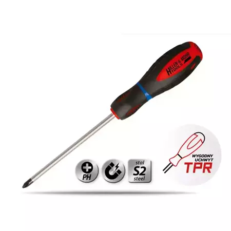 Крестовая отвертка, звездообразная, Hillen&Mohr Phillips screwdriver 17W013 PH1x100мм, сталь S2, рукоятка из двух материалов