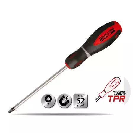 Отвертка Hillen&Mohr Torx, звездообразная 17W035 T25x100 мм, сталь S2, рукоятка из двух материалов