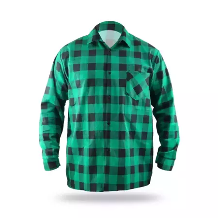 DEDRA BH51F4-M зеленая фланелевая рубашка, размер M, 100% хлопок
