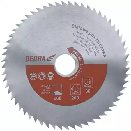 DEDRA HS25060 60 зубців, 250x30 мм Пиляльний диск до дерева, сталь